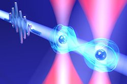 Breakthrough for the realization of ultrafast quantum computers: the world's fastest 2-Qubit gate between two single atoms.